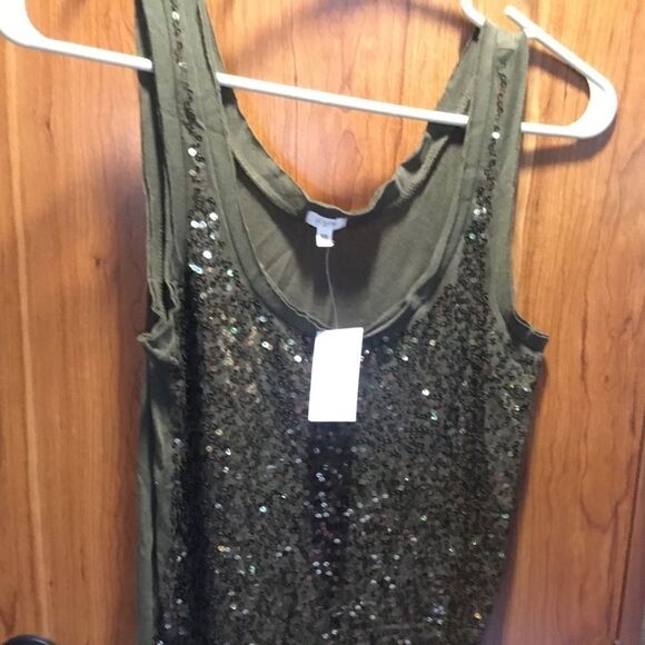 NWT. J. Crew Sequined Tank, Olive, Sz. XS - Picture 5 of 8